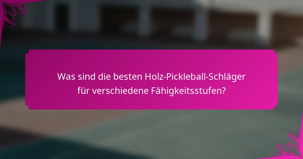 Was sind die besten Holz-Pickleball-Schläger für verschiedene Fähigkeitsstufen?