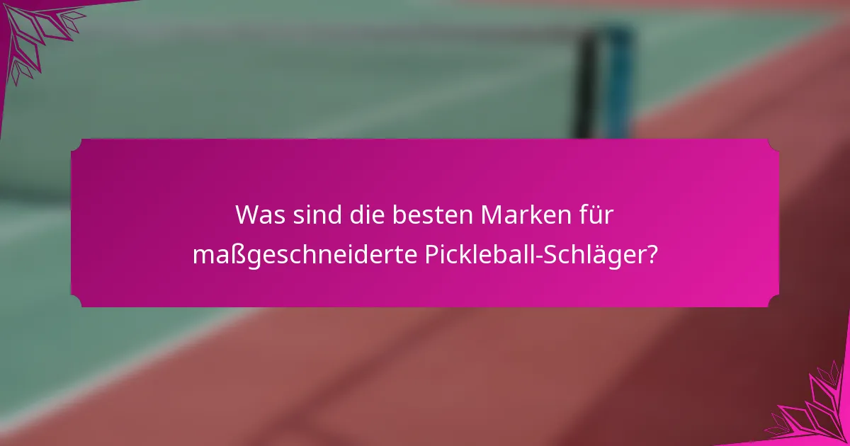 Was sind die besten Marken für maßgeschneiderte Pickleball-Schläger?