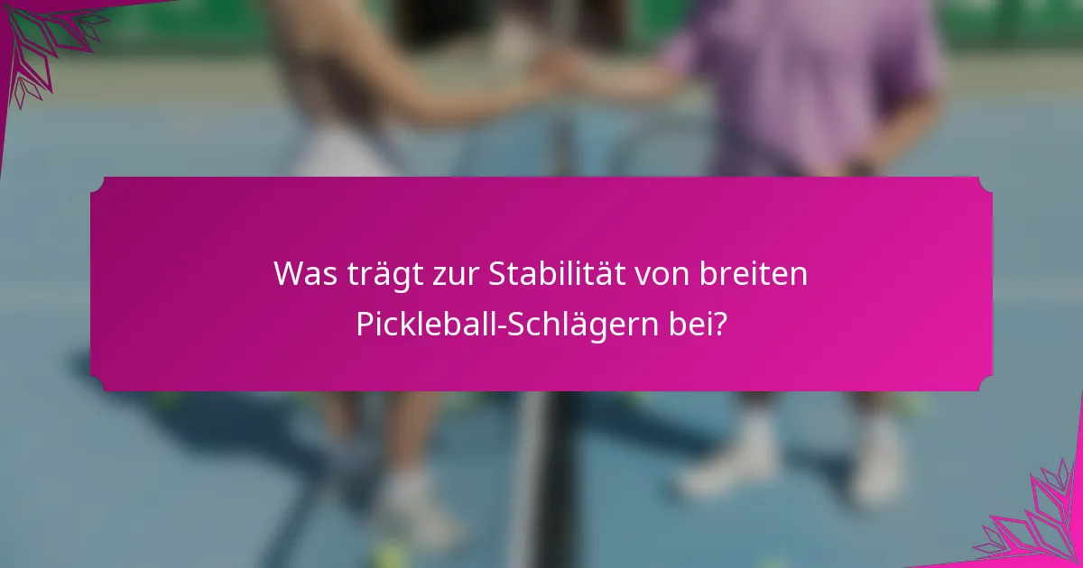 Was trägt zur Stabilität von breiten Pickleball-Schlägern bei?