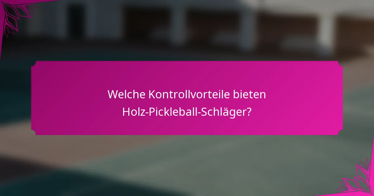 Welche Kontrollvorteile bieten Holz-Pickleball-Schläger?
