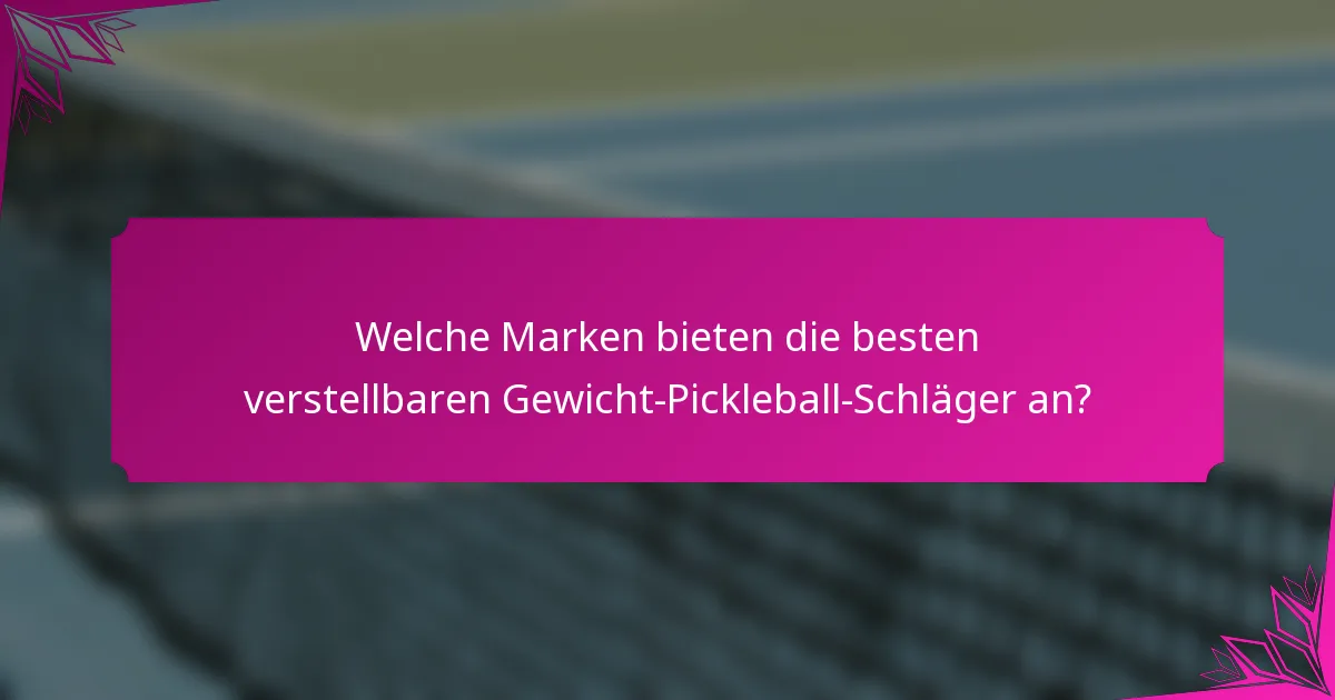 Welche Marken bieten die besten verstellbaren Gewicht-Pickleball-Schläger an?
