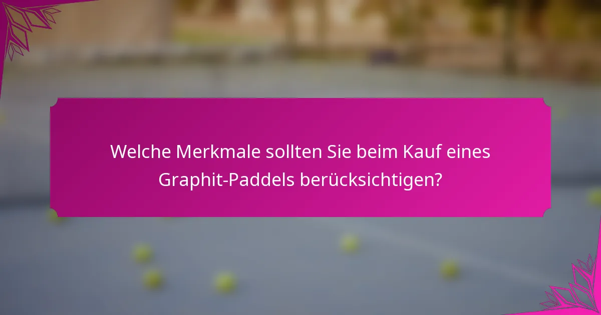 Welche Merkmale sollten Sie beim Kauf eines Graphit-Paddels berücksichtigen?