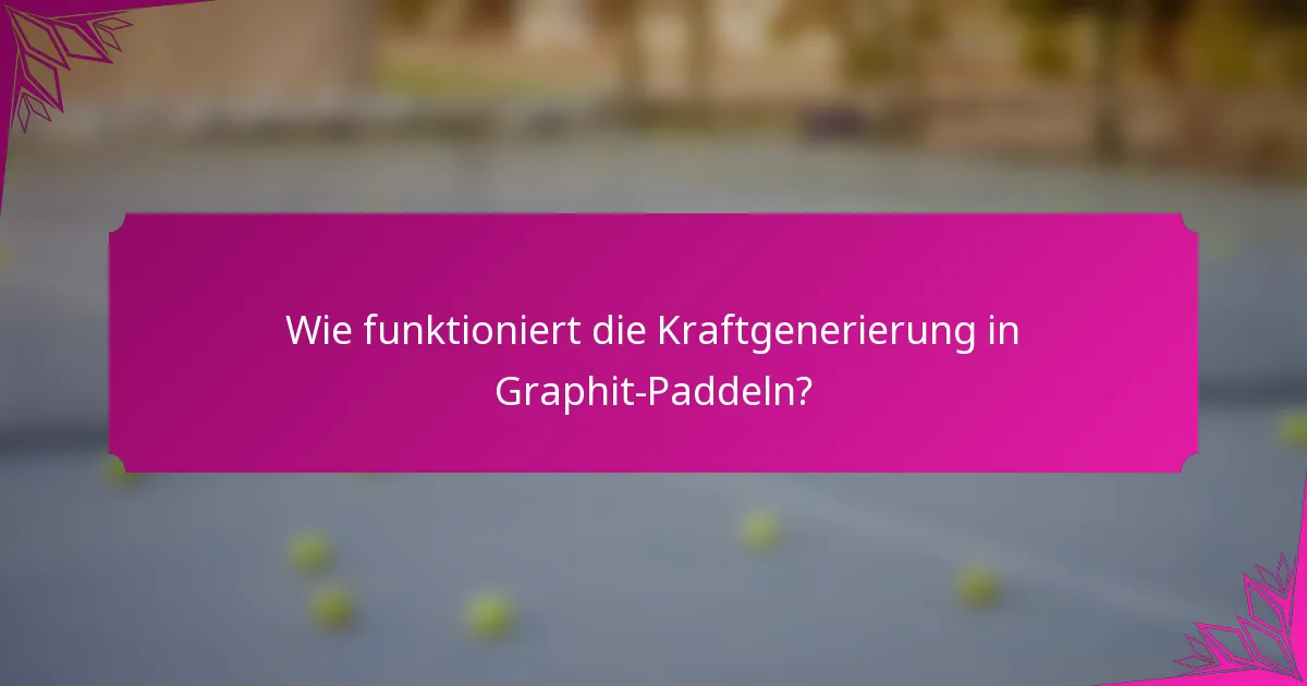 Wie funktioniert die Kraftgenerierung in Graphit-Paddeln?
