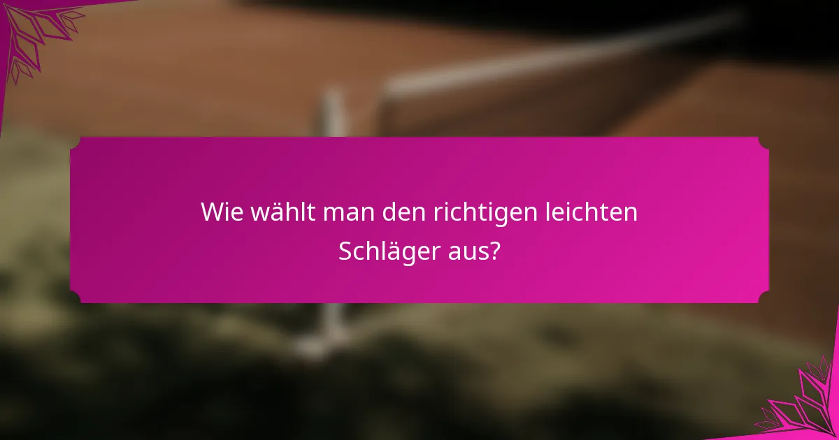 Wie wählt man den richtigen leichten Schläger aus?