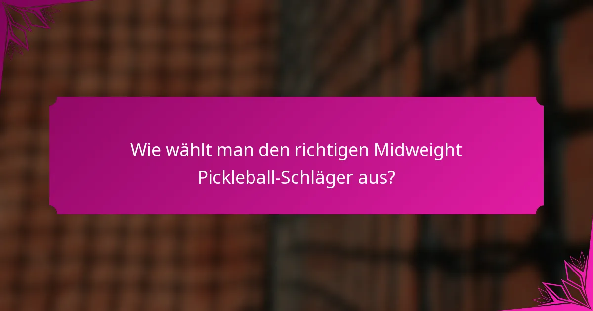 Wie wählt man den richtigen Midweight Pickleball-Schläger aus?
